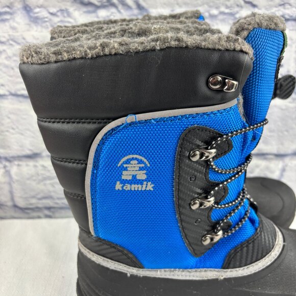 Kamik Boys Youth 4 Luke 3 Blue Black Insulated Waterproof Winter Snow Boots - Picture 3 of 12